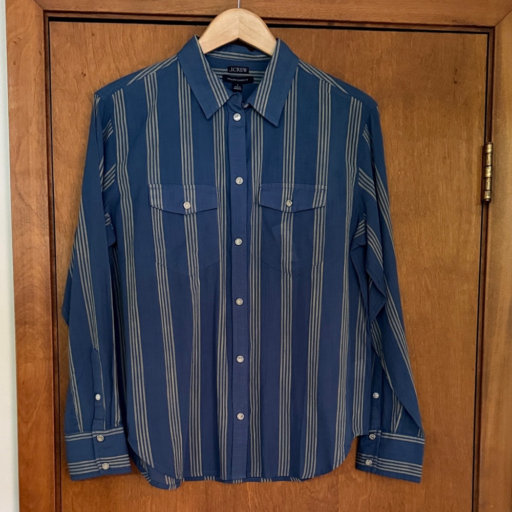 J. Crew Blue Striped Button Down Shirt